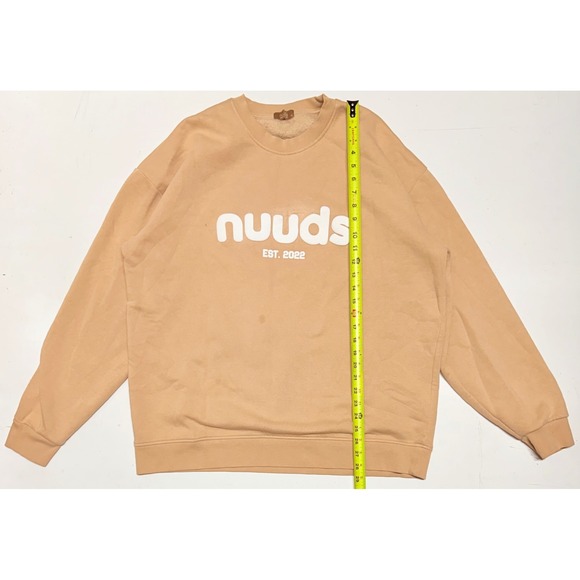nuuds Tops - Nuuds Oversized Crewneck Sweatshirt Tan Sand Puff Print Logo XL EST 2022